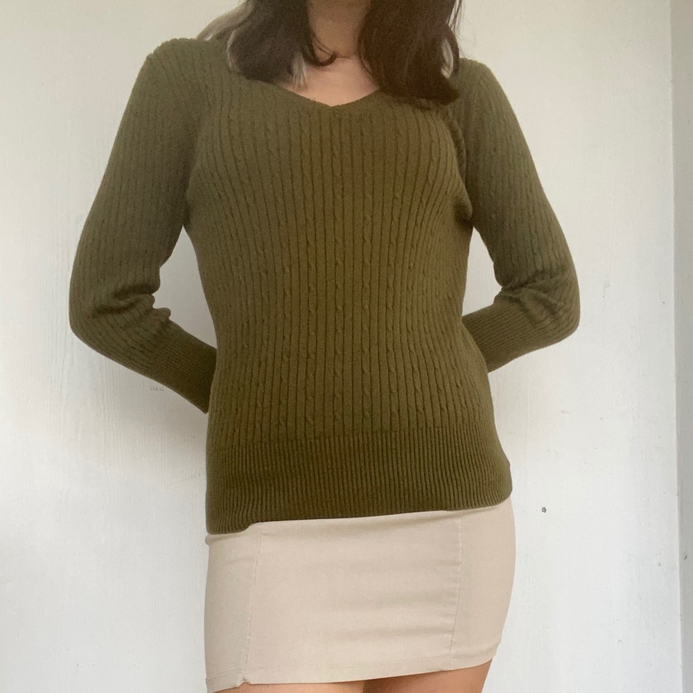 Dark green army knit sweater